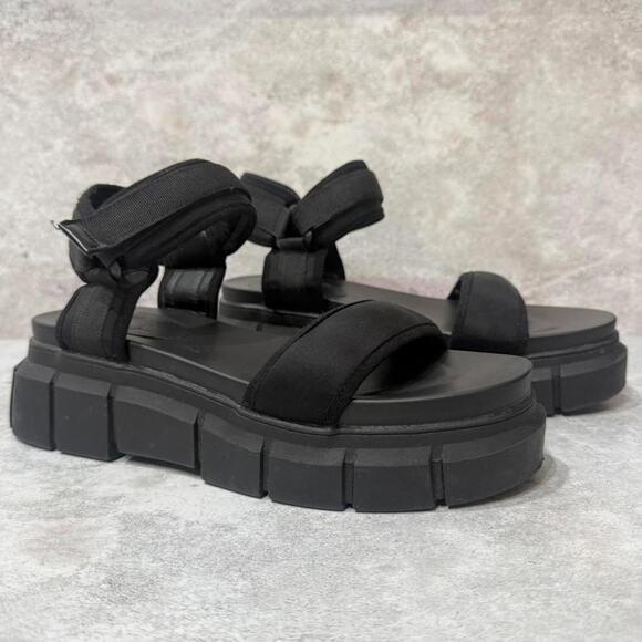 Truffle Collection Chunky Platform Black Sandals - Picture 1 of 7